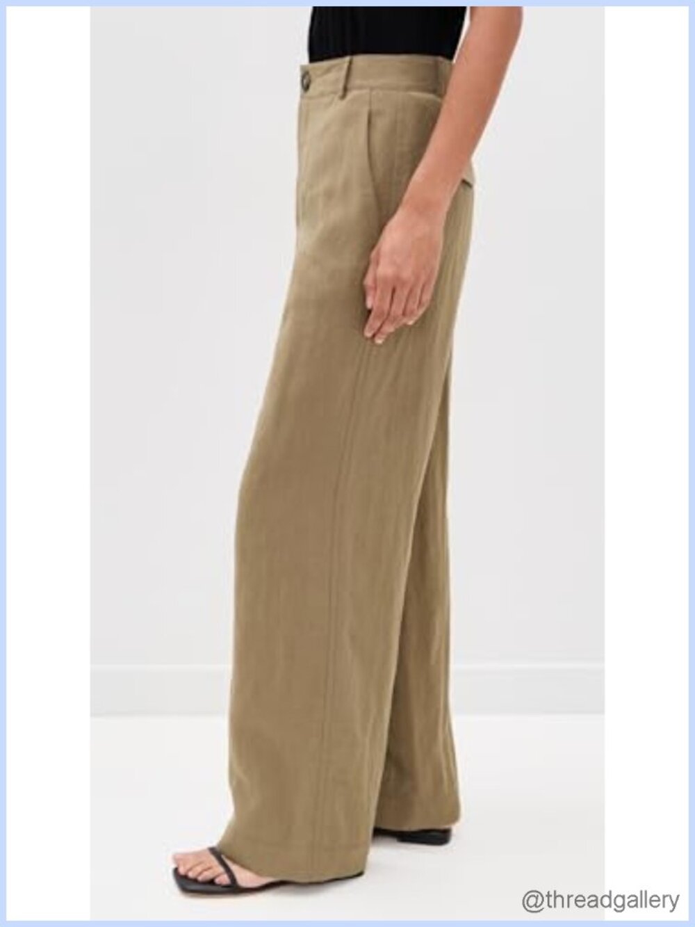 Mid Rise Relaxed Wide Leg Pants Button Closure Fall Solid - Picture 3 of 5